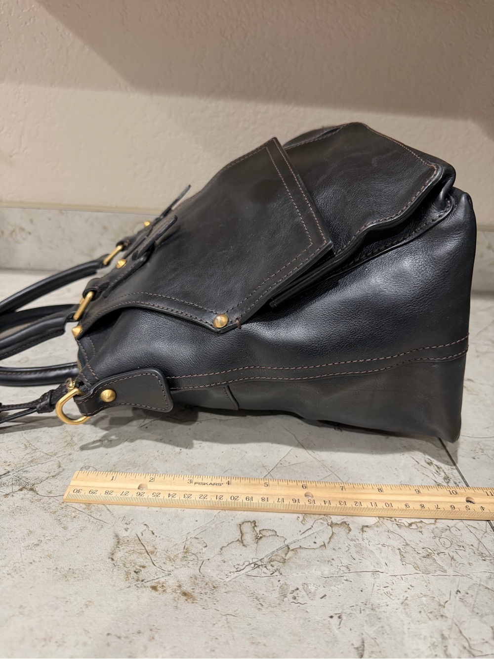 Dooney & Bourke Black Leather Florentine Clayton Satchel - Picture 5 of 13